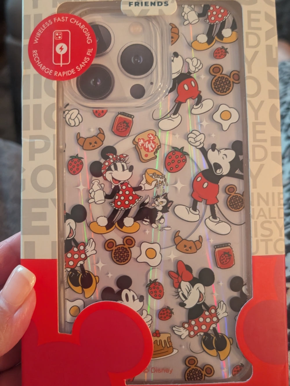 Disney Minnie & Mickey Clear Phone Case with Red, Black, Yellow Accents